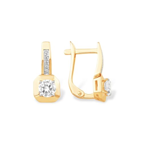 Серьги из золота 585 пробы с фианитом