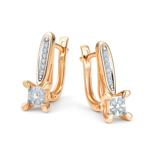 Серьги из золота 585 пробы с бриллиантом