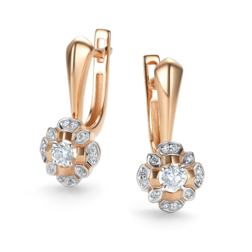 Серьги из золота 585 пробы с бриллиантом