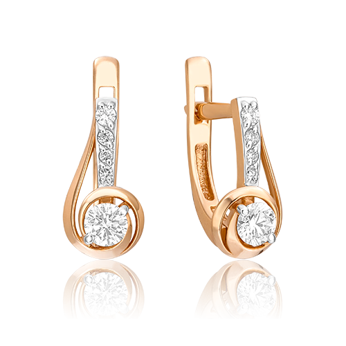 Серьги из золота 585 пробы с бриллиантом