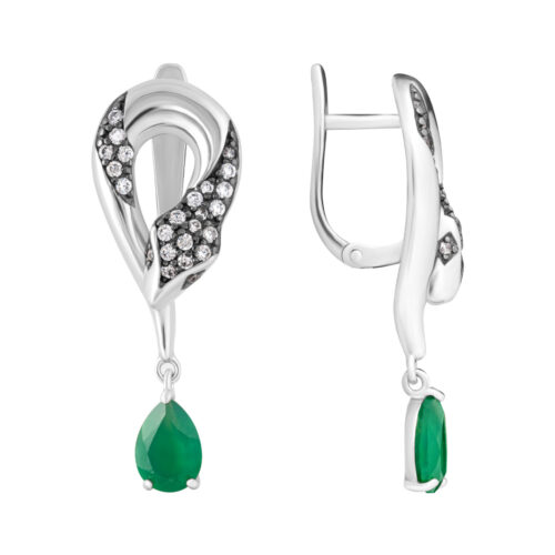 Серьги подвесные из серебра 925 пробы