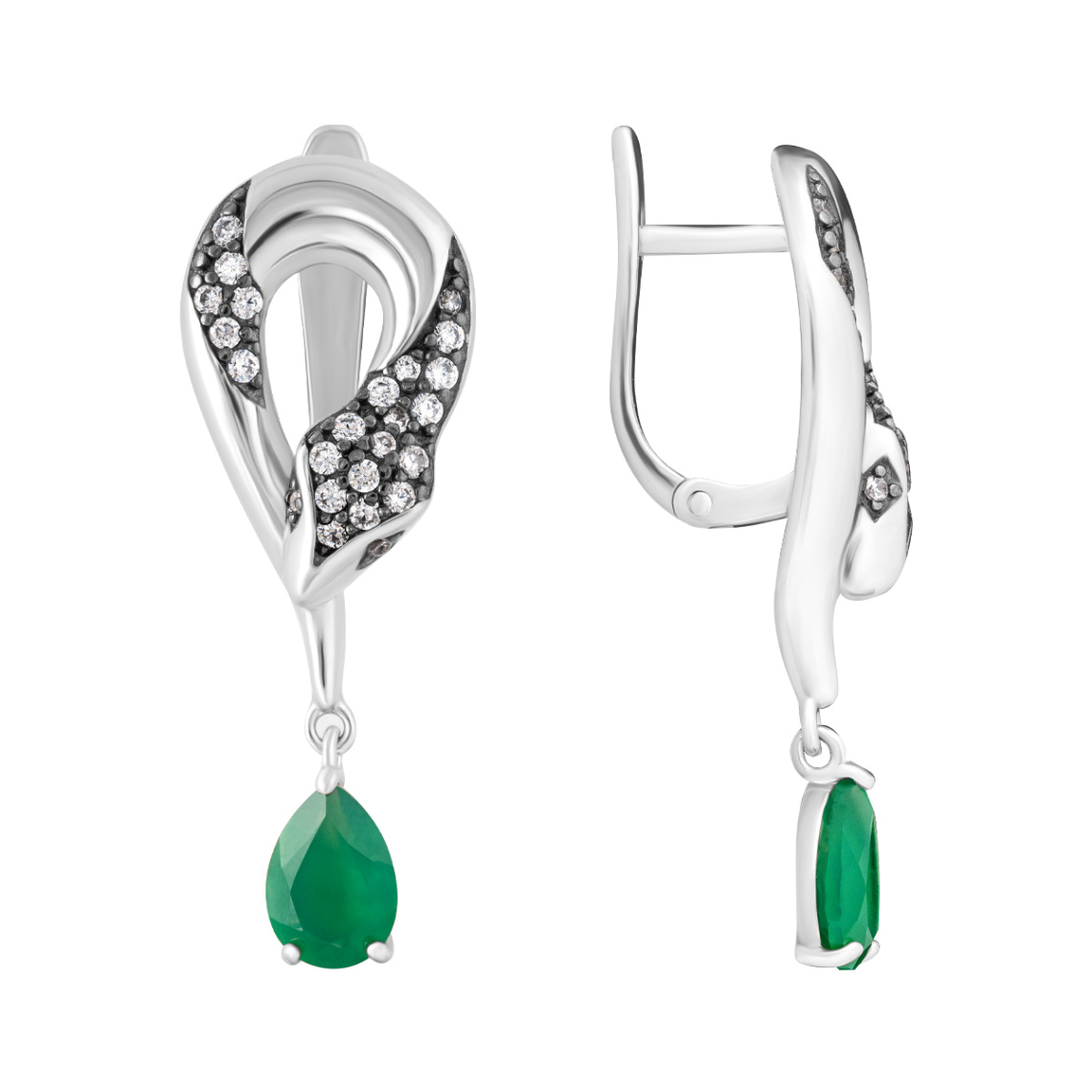 Серьги подвесные из серебра 925 пробы