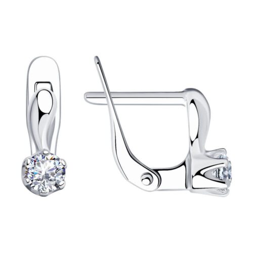 Серьги детские из серебра 925 пробы с фианитом