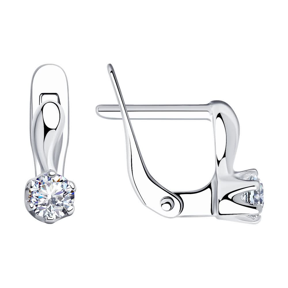 Серьги детские из серебра 925 пробы с фианитом