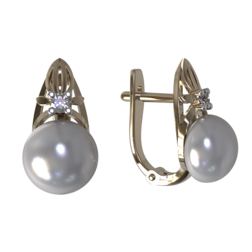 Серьги из золота 585 пробы с жемчугом