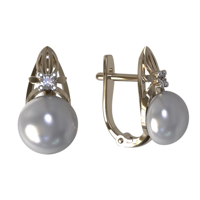 Серьги из золота 585 пробы с жемчугом