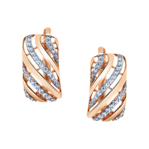 Серьги из золота 585 пробы с фианитом