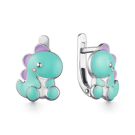 Серьги детские из серебра 925 пробы с эмалью