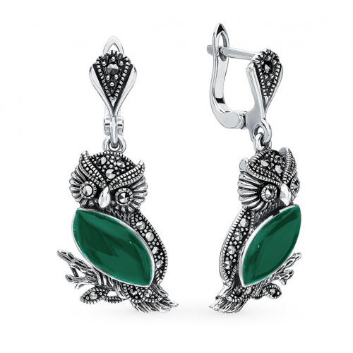 Серьги подвесные из серебра 925 пробы