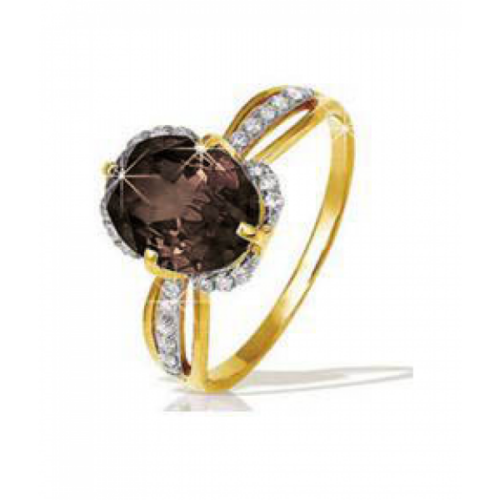 Кольцо из золота 585 пробы с раух-топазом