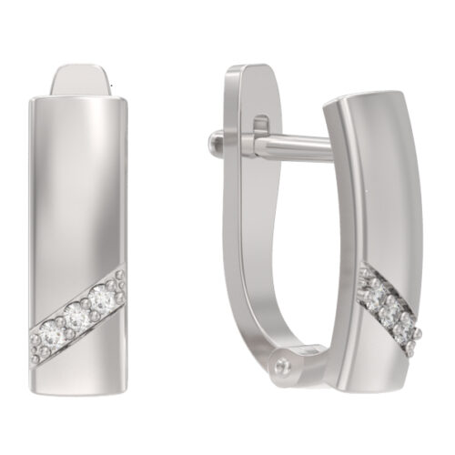 Серьги из серебра 925 пробы с фианитом