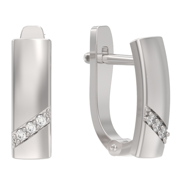 Серьги из серебра 925 пробы с фианитом