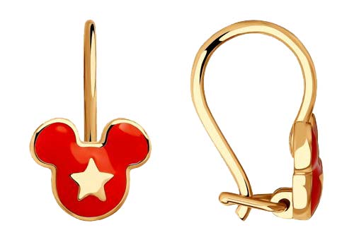 Серьги детские из золота 585 пробы с эмалью