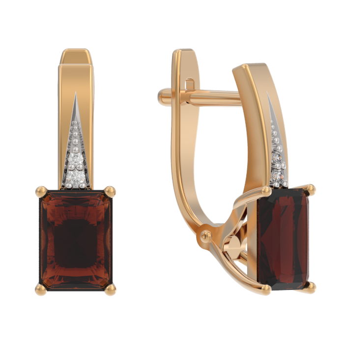 Серьги из золота 585 пробы с гранатом