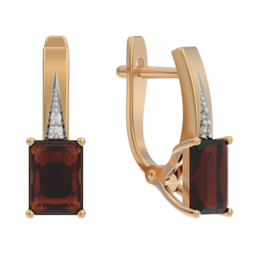 Серьги из золота 585 пробы с гранатом