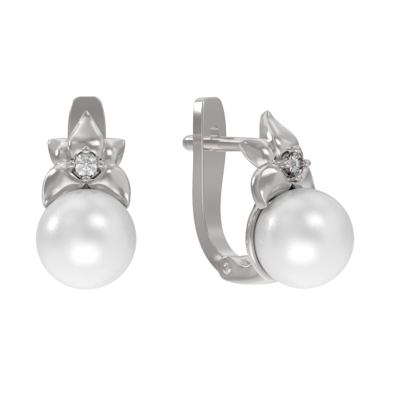 Серьги из серебра 925 пробы с жемчугом