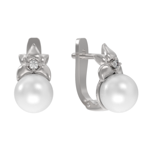 Серьги из серебра 925 пробы с жемчугом