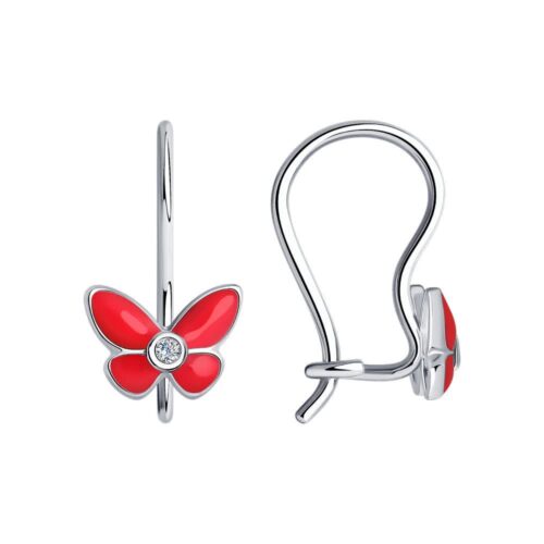 Серьги детские из серебра 925 пробы с эмалью