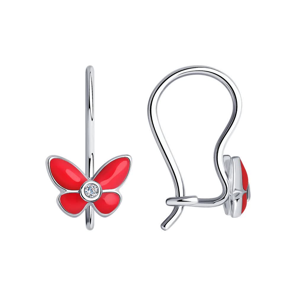 Серьги детские из серебра 925 пробы с эмалью