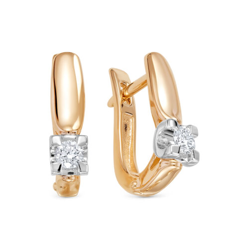 Серьги из золота 585 пробы с бриллиантом