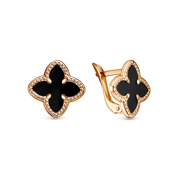 Серьги из золота 585 пробы с ониксом