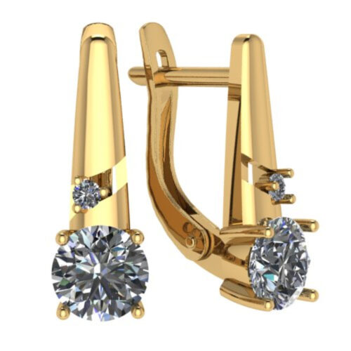 Серьги из золота 585 пробы с фианитом