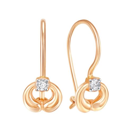 Серьги детские из золота 585 пробы с фианитом