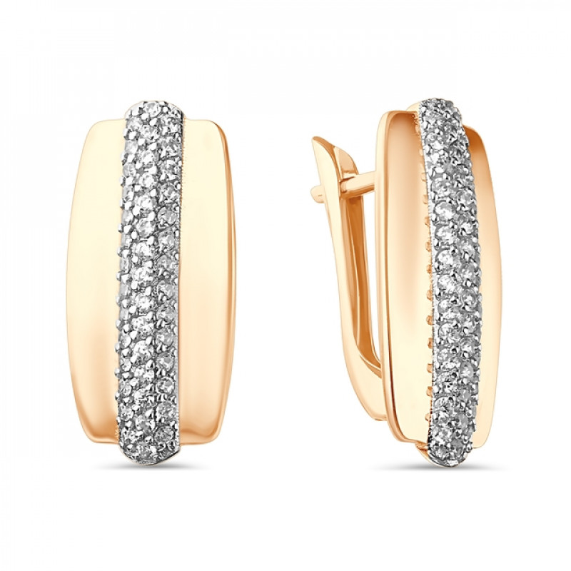 Серьги из золота 585 пробы с фианитом