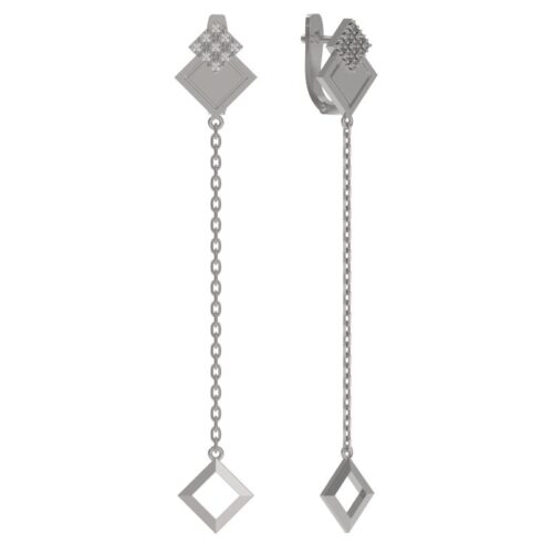 Серьги из серебра 925 пробы с фианитом