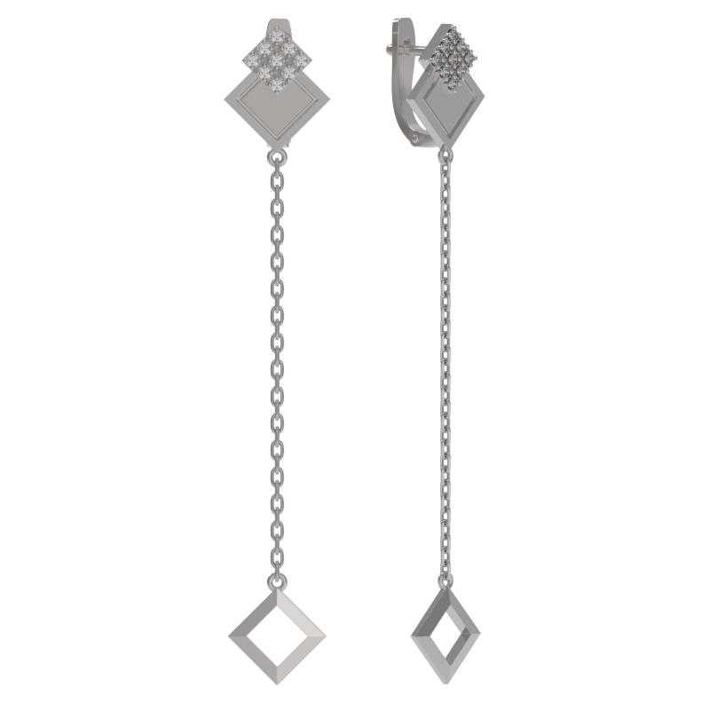 Серьги из серебра 925 пробы с фианитом