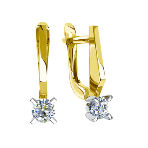 Серьги из золота 585 пробы с фианитом