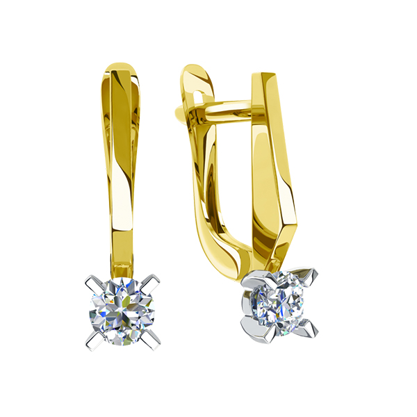 Серьги из золота 585 пробы с фианитом