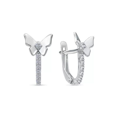 Серьги из серебра 925 пробы с фианитом