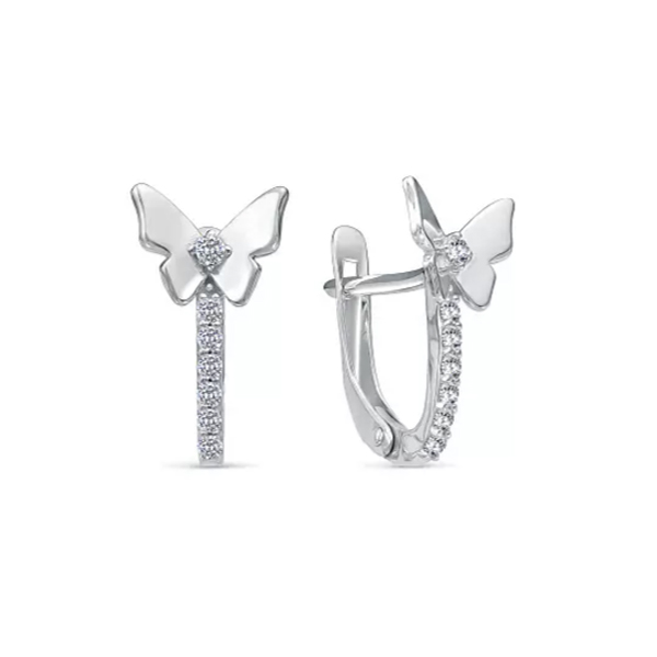 Серьги из серебра 925 пробы с фианитом
