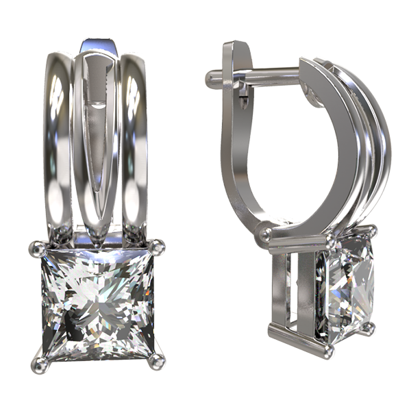 Серьги из серебра 925 пробы с фианитом