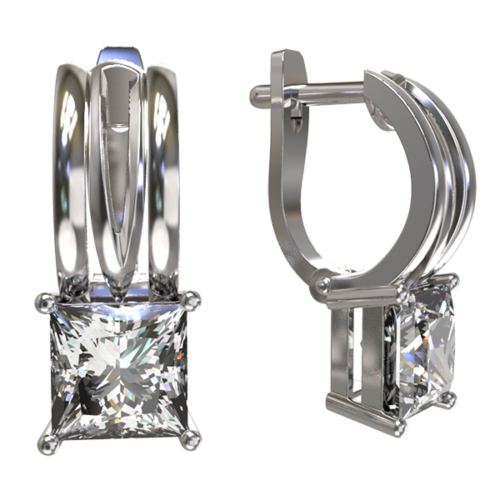 Серьги из серебра 925 пробы с фианитом