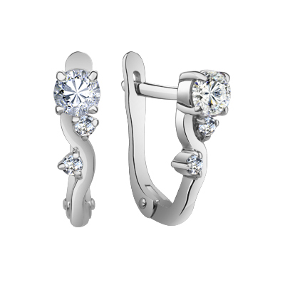 Серьги из серебра 925 пробы с фианитом