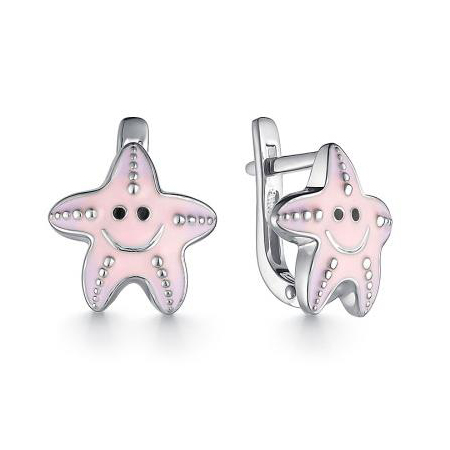 Серьги детские из серебра 925 пробы с эмалью