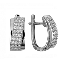 Серьги из серебра 925 пробы с фианитом