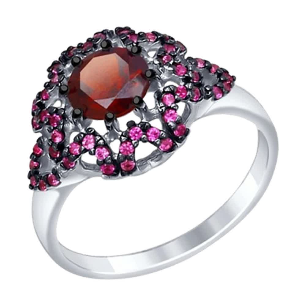 Кольцо из серебра 925 пробы с гранатом