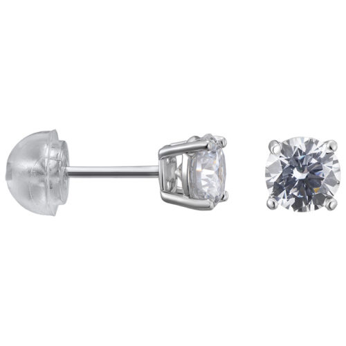 Серьги пусеты из серебра 925 пробы с фианитом