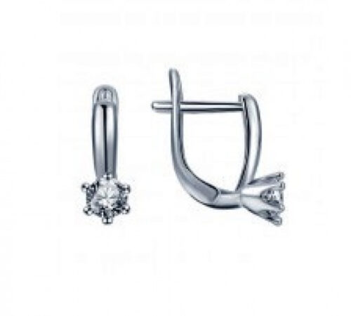 Серьги из серебра 925 пробы с фианитом
