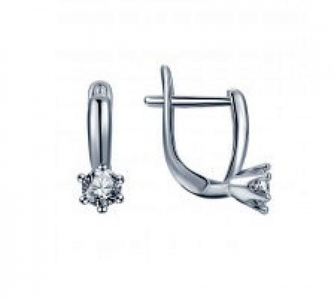 Серьги из серебра 925 пробы с фианитом