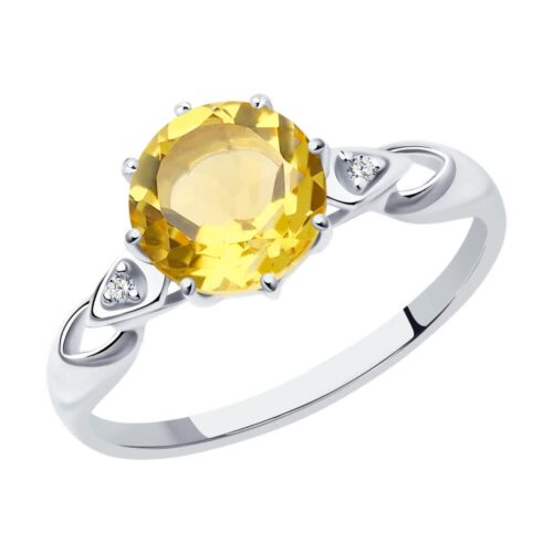 Кольцо из серебра 925 пробы с цитрином