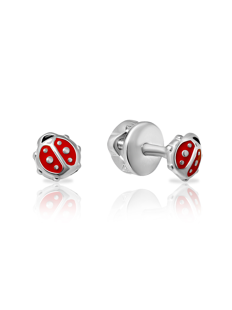 Серьги детские из серебра 925 пробы с эмалью