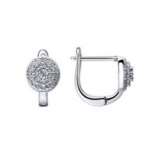 Серьги из серебра 925 пробы с фианитом