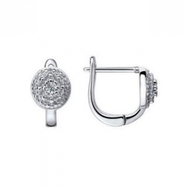 Серьги из серебра 925 пробы с фианитом