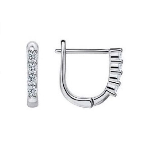 Серьги из серебра 925 пробы с фианитом