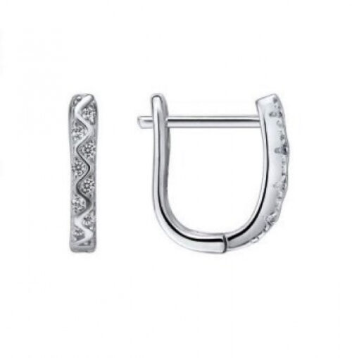 Серьги из серебра 925 пробы с фианитом