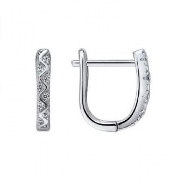 Серьги из серебра 925 пробы с фианитом